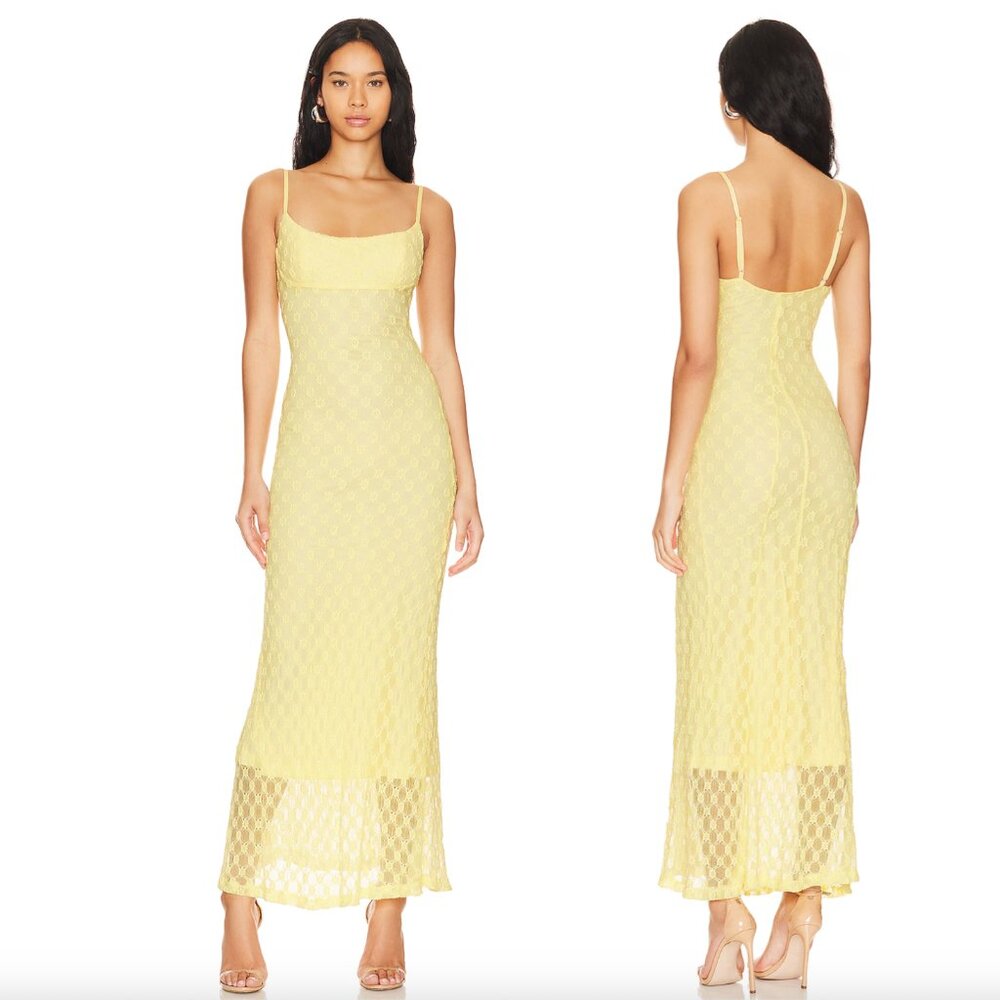 NEW Bardot Adoni Mesh Maxi Dress in Canary Yellow Mesh Tank Sundress Sun 8 - Picture 2 of 3